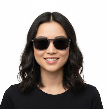 BOSS glasses worn by a woman showcasing modern style and premium quality with UV protection.